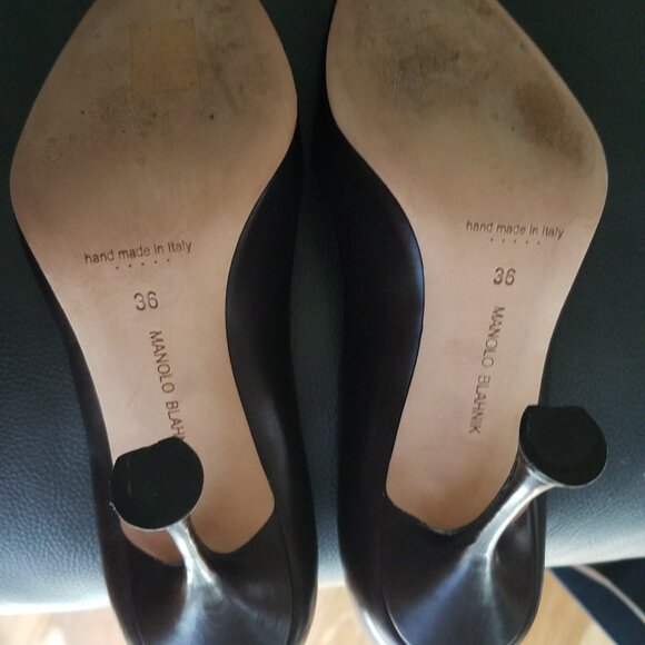 Manolo Blahnik brown leather pumps with 95mm heel size 6 - Picture 6 of 8